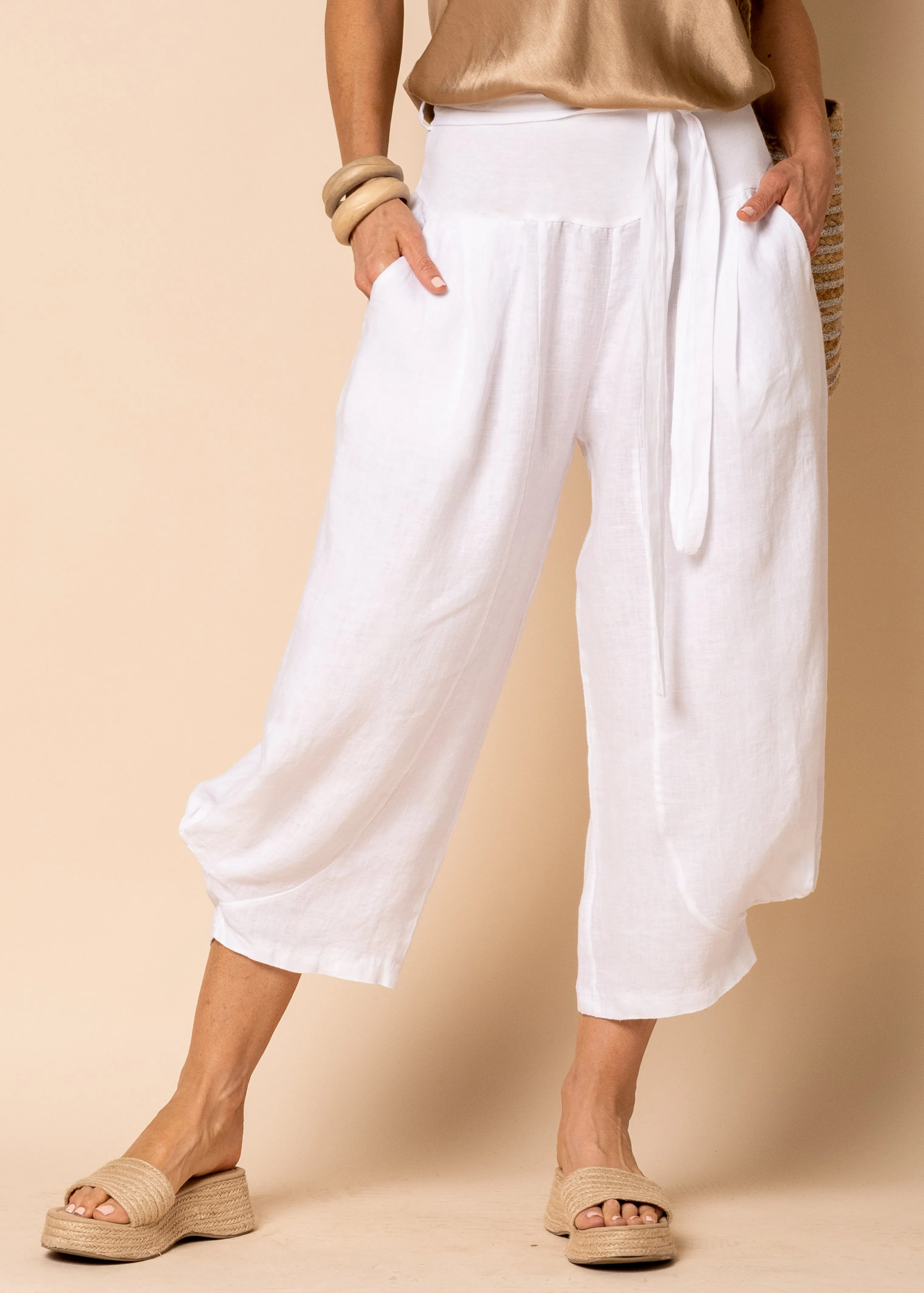 Addison Linen Pants in White