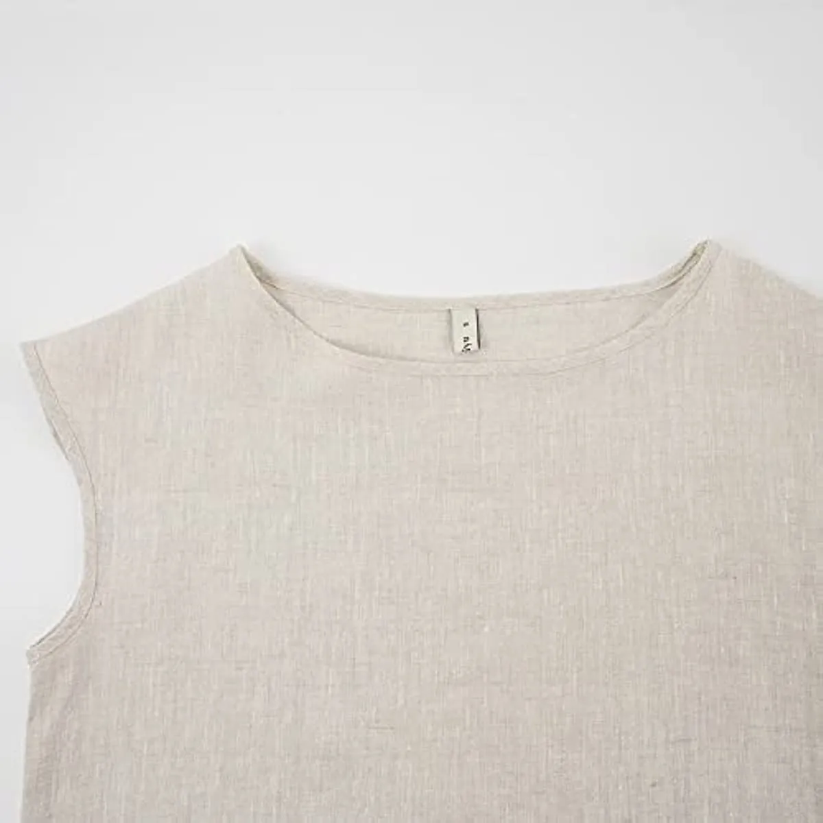 Amazhiyu Womens Pure Linen Casual Cap Sleeve Tops