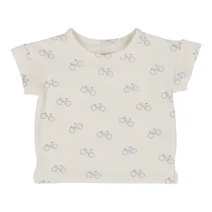 Analogie All Over Bike T-Shirt - White (Graphic Denim Collection)