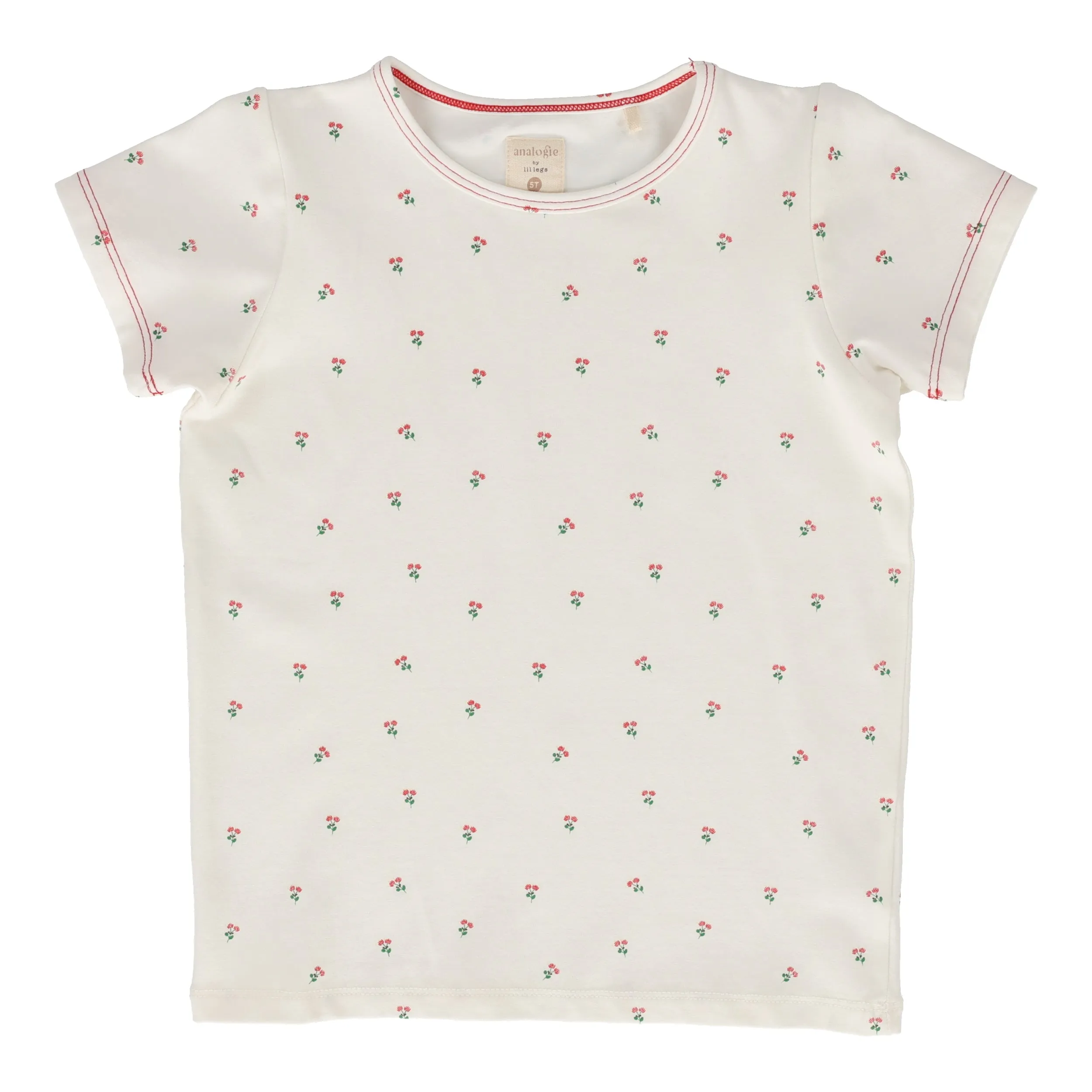 Analogie Cherry Floral T-Shirt Short Sleeve - White (Graphic Denim Collection)