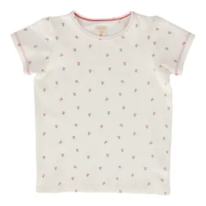 Analogie Cherry Floral T-Shirt Short Sleeve - White (Graphic Denim Collection)