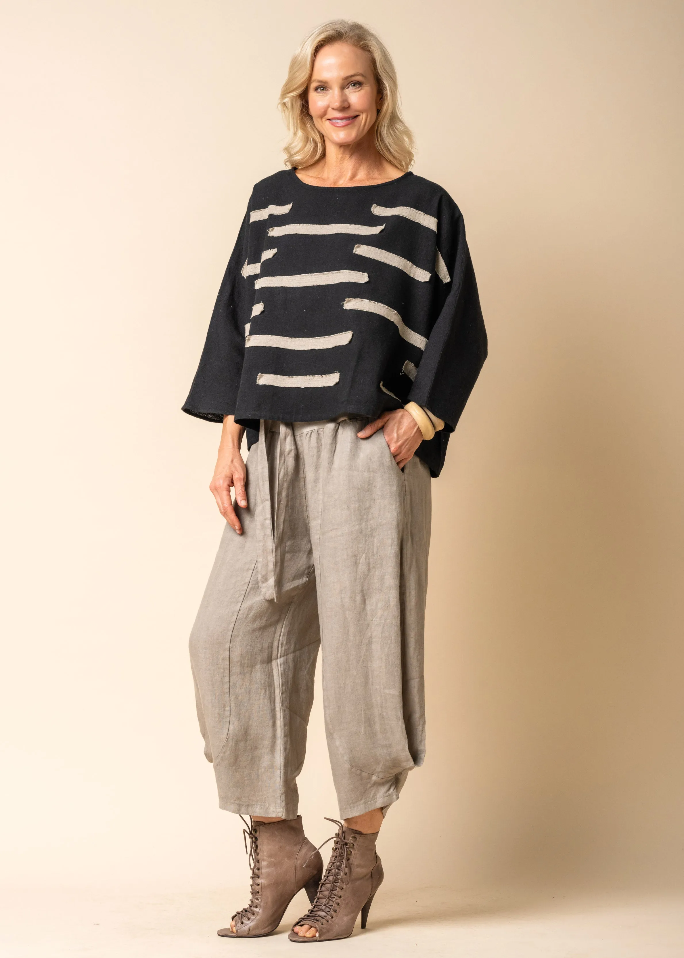 Archer Linen Top in Onyx