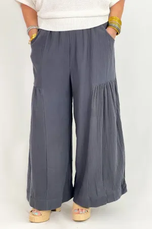 Ash Black Gauze High Rise Pants