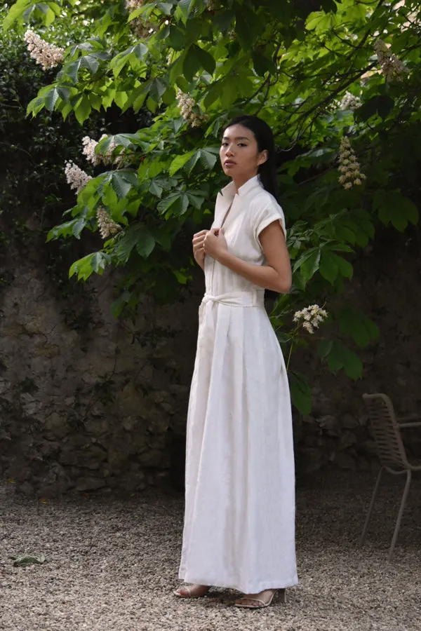 Audrey Linen Jumpsuit in Noir