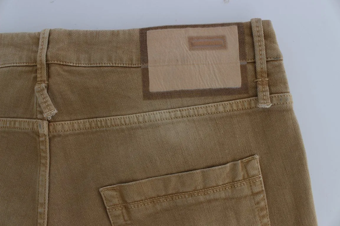 Beige Wash Cotton Stretch Regular Fit Jeans