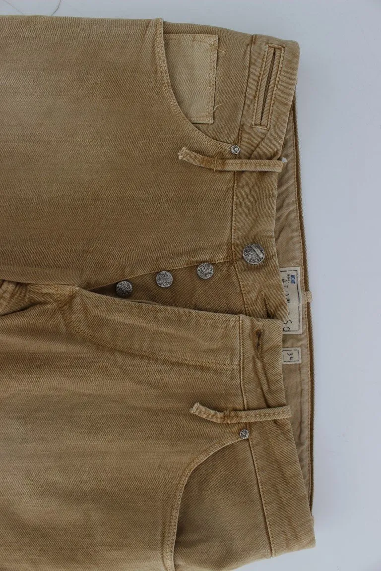 Beige Wash Cotton Stretch Regular Fit Jeans