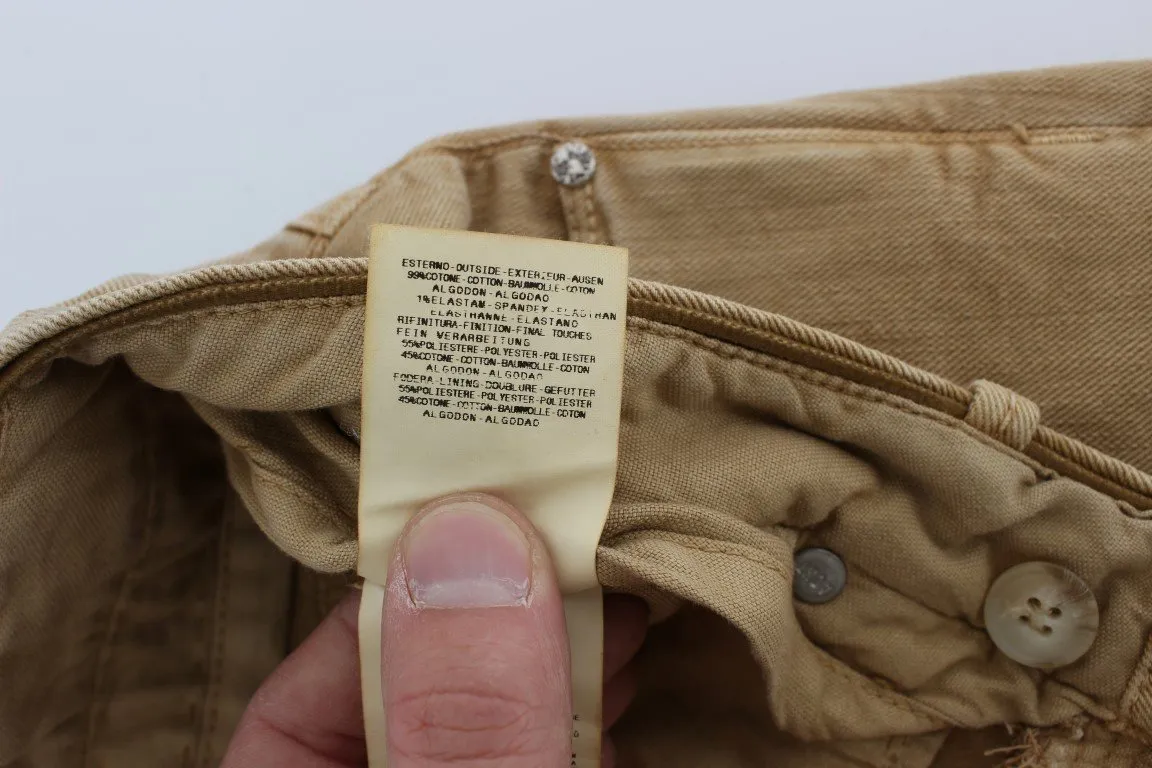 Beige Wash Cotton Stretch Regular Fit Jeans