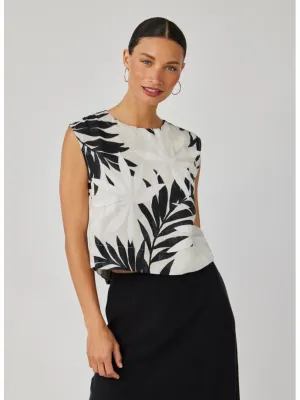 Bella Dahl Boxy Button Back Top in Maui Palm