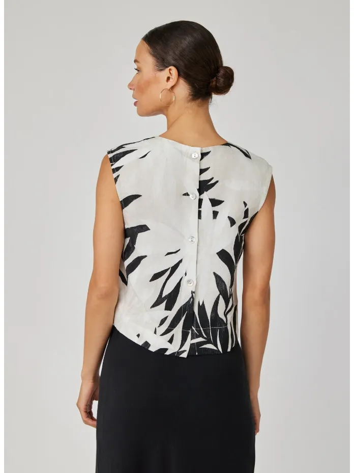 Bella Dahl Boxy Button Back Top in Maui Palm