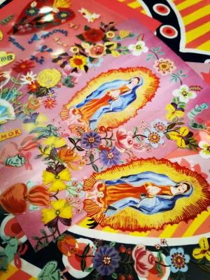 Big,beautiful Guadalupe card and transfers.