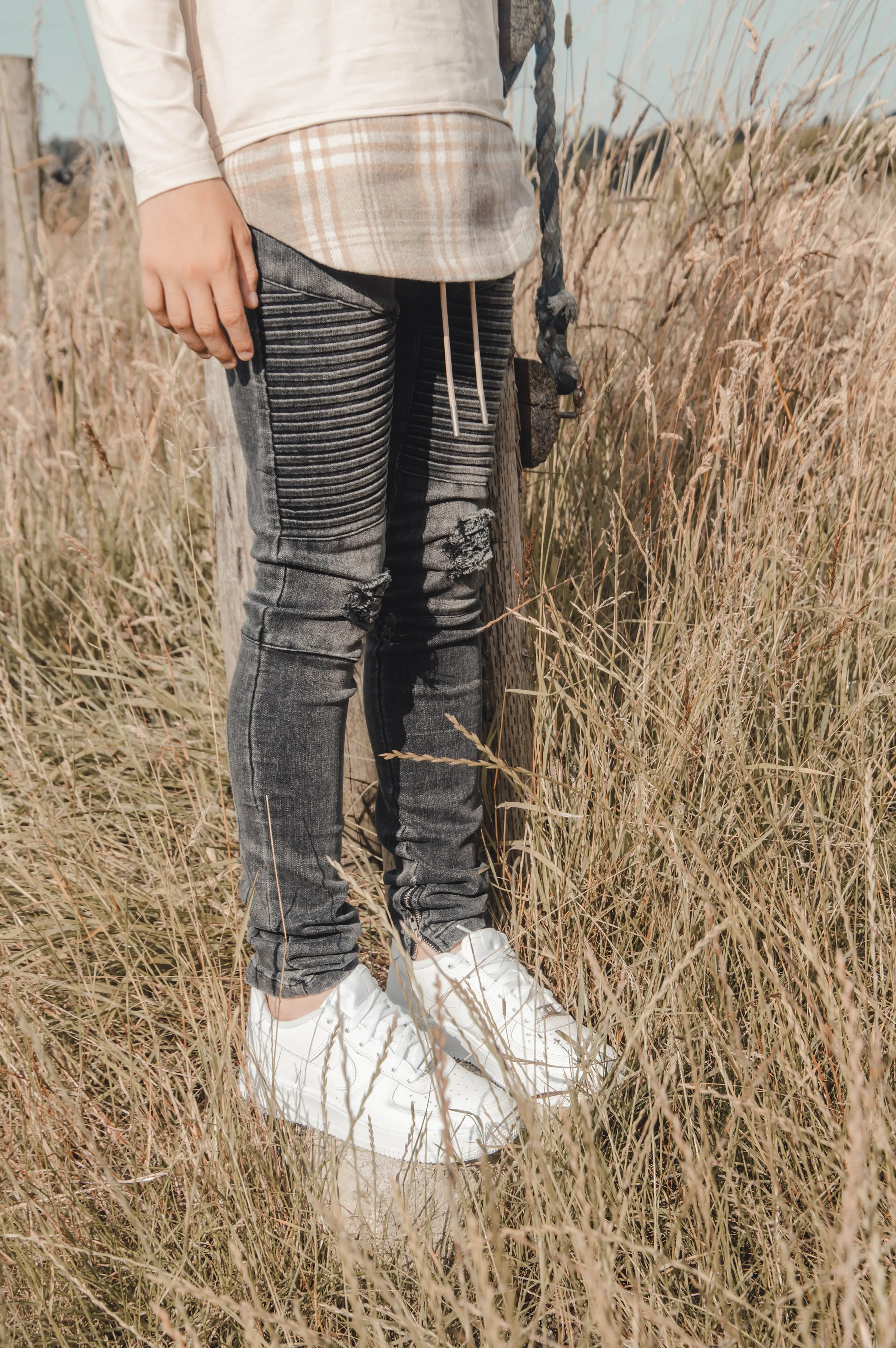 BIKER JEANS - ACID BLACK