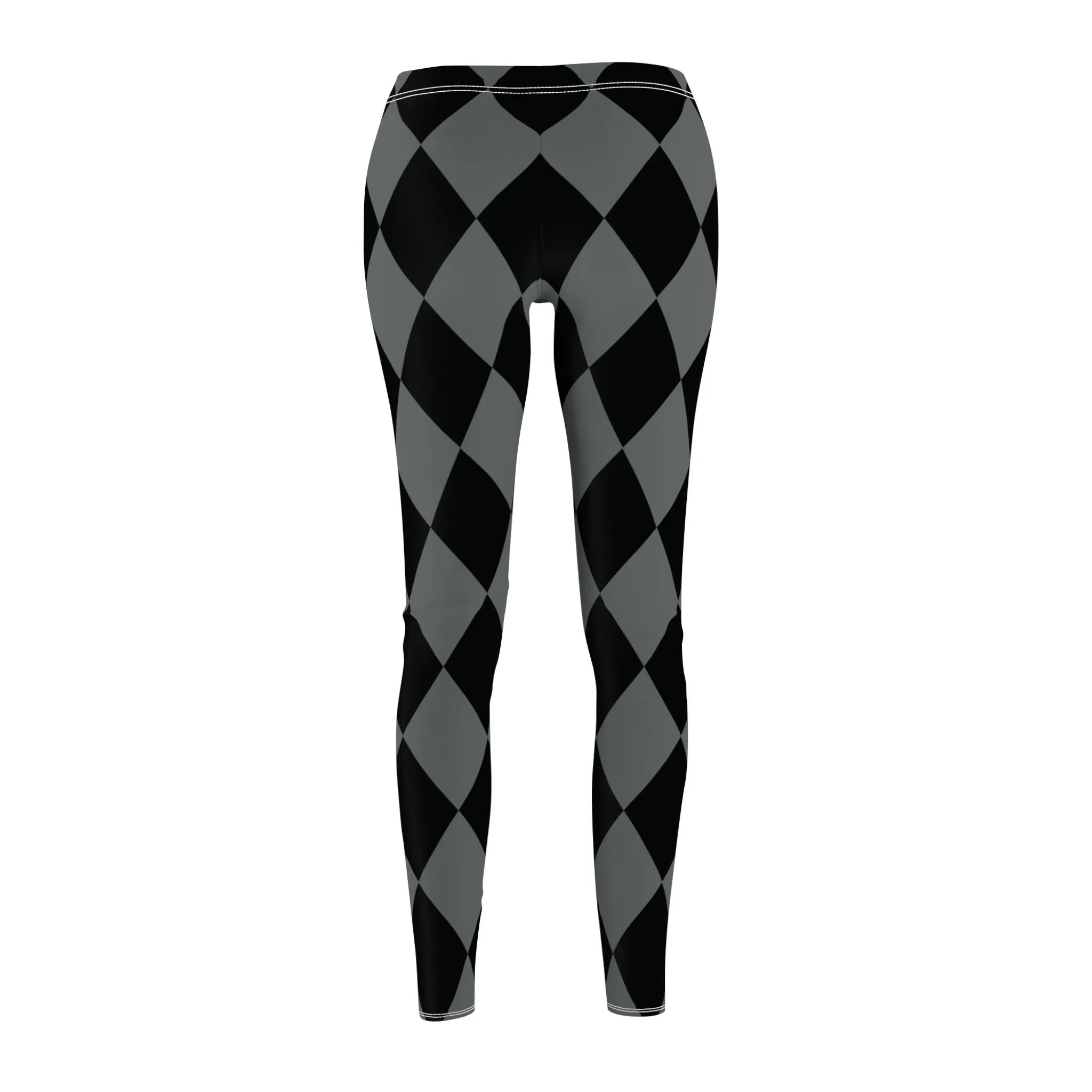 Black Charcoal Gray Harlequin Large Diamonds Women's Casual Leggings | Stretch Pants | Comic Book Inspired Joker