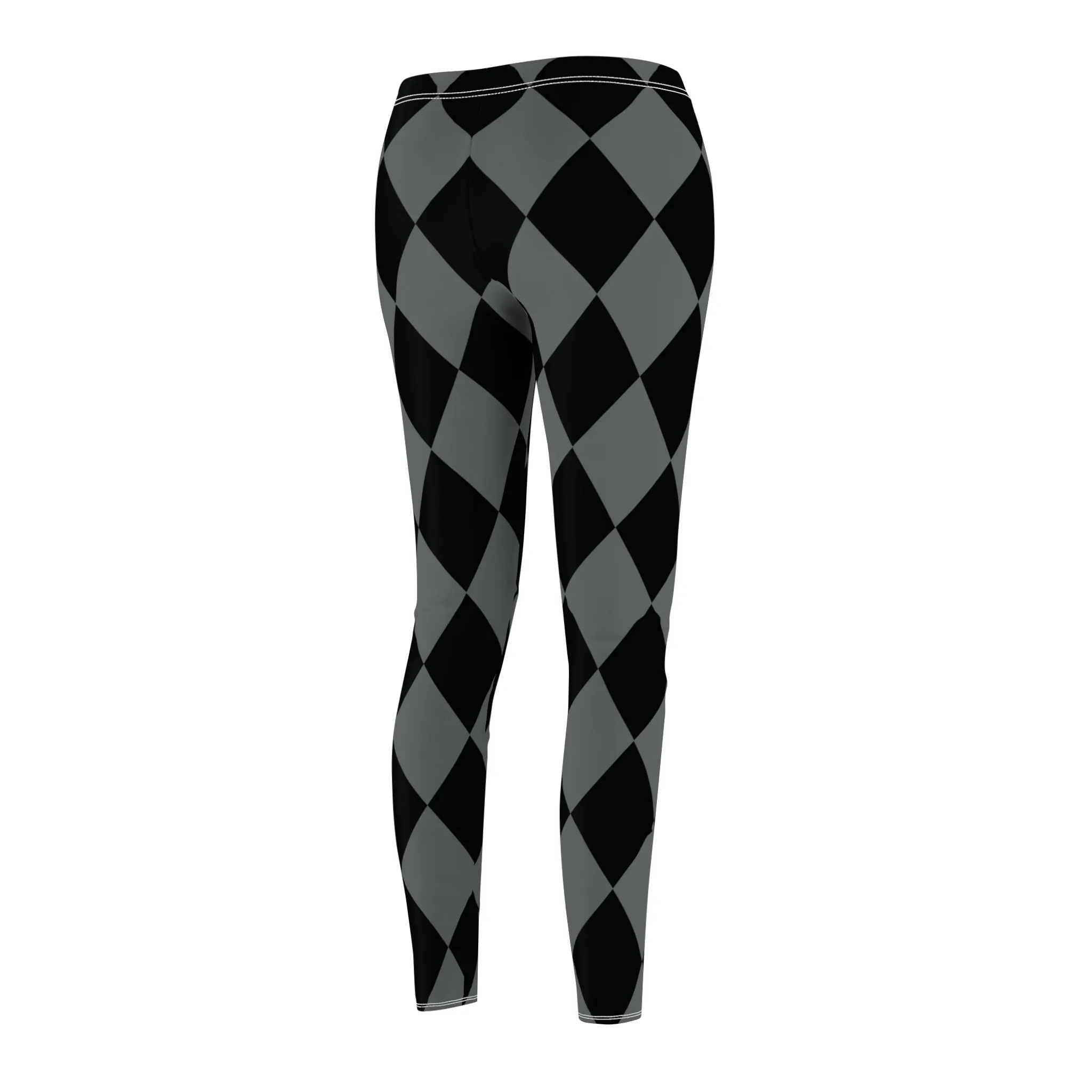Black Charcoal Gray Harlequin Large Diamonds Women's Casual Leggings | Stretch Pants | Comic Book Inspired Joker
