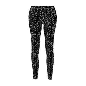 Black Lunar Women's Leggings | Witch Pants | Wicca Apparel | Witches Stretch Bottoms | Occult Night Sky Moon Leggings Celestial