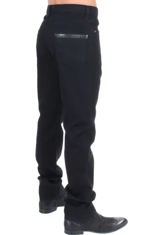 Black straight fit stretch denim jeans