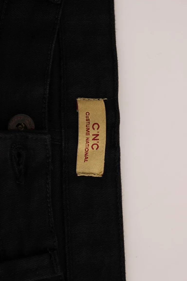Black straight fit stretch denim jeans