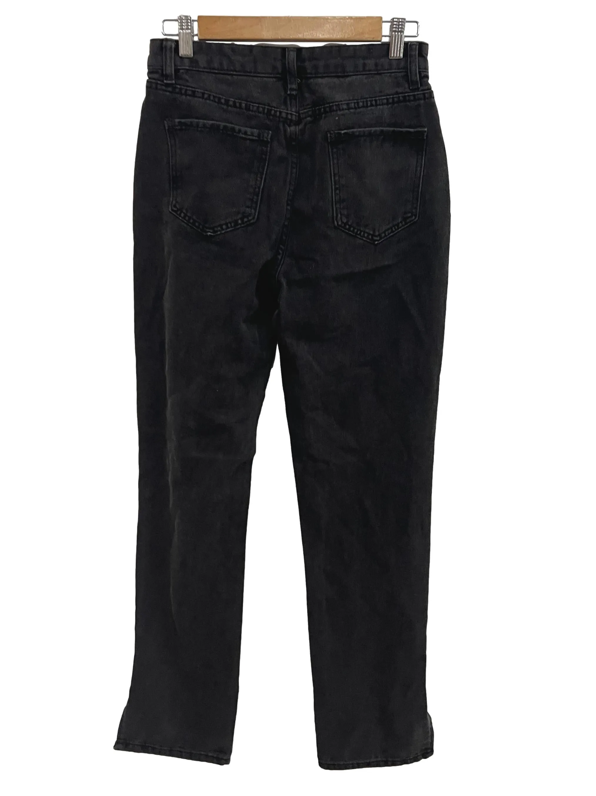 Black Washed Asymmetrical Denim Jeans