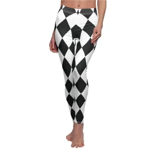 Black White Harlequin Large Diamonds Women's Casual Leggings | Stretch Pants | Comic Book Inspired Joker