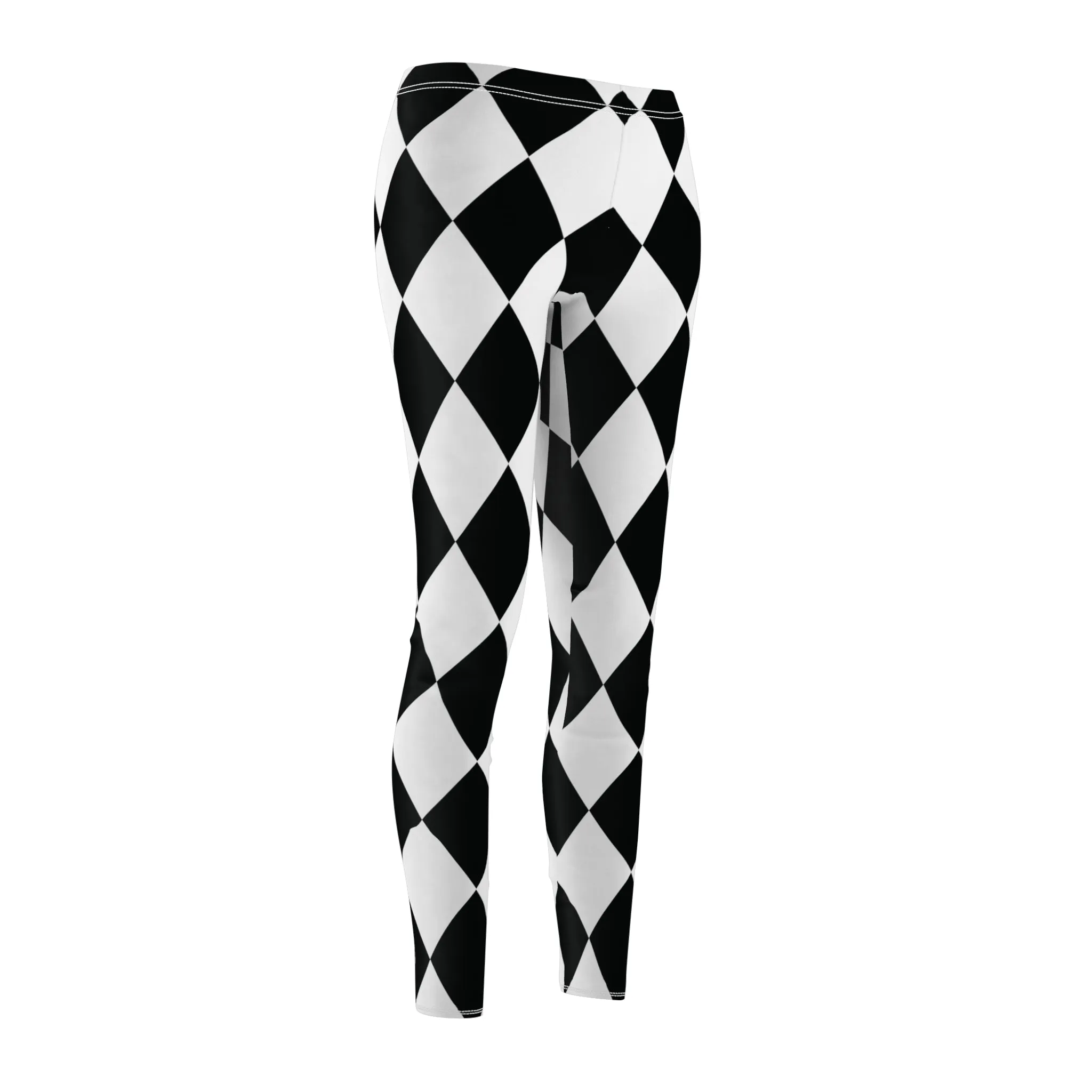 Black White Harlequin Large Diamonds Women's Casual Leggings | Stretch Pants | Comic Book Inspired Joker