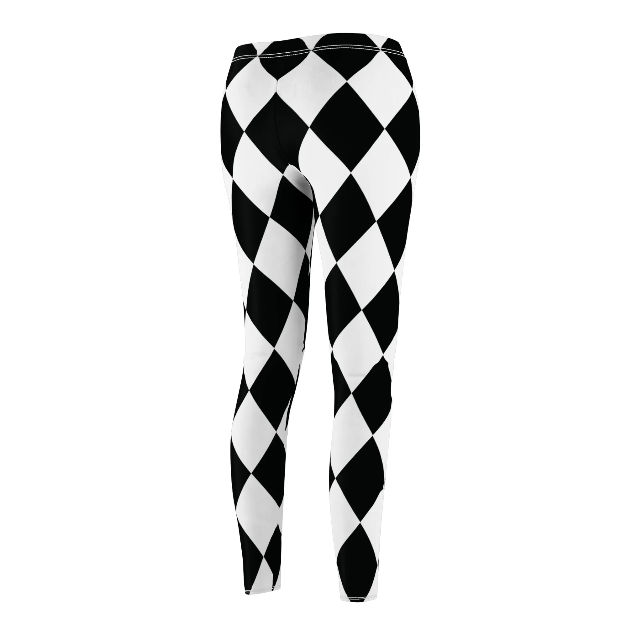Black White Harlequin Large Diamonds Women's Casual Leggings | Stretch Pants | Comic Book Inspired Joker