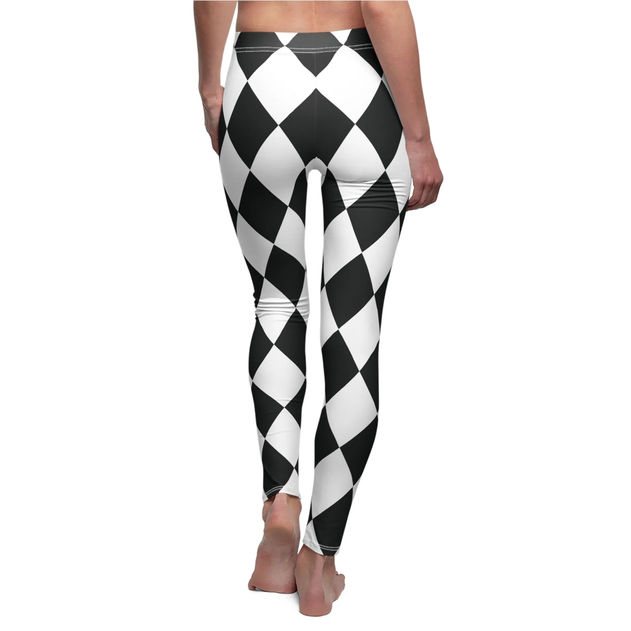 Black White Harlequin Large Diamonds Women's Casual Leggings | Stretch Pants | Comic Book Inspired Joker