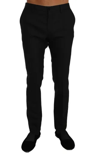Black Wool Formal Stretch Trousers Pants