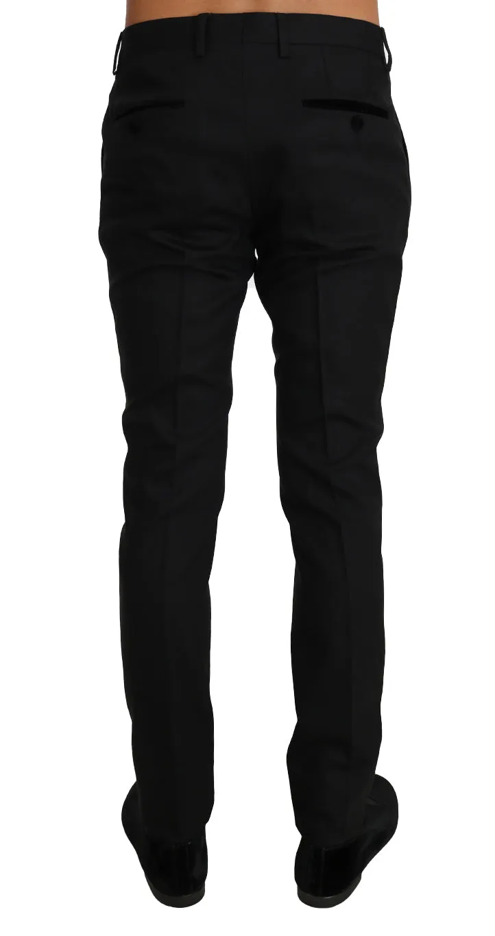 Black Wool Formal Stretch Trousers Pants