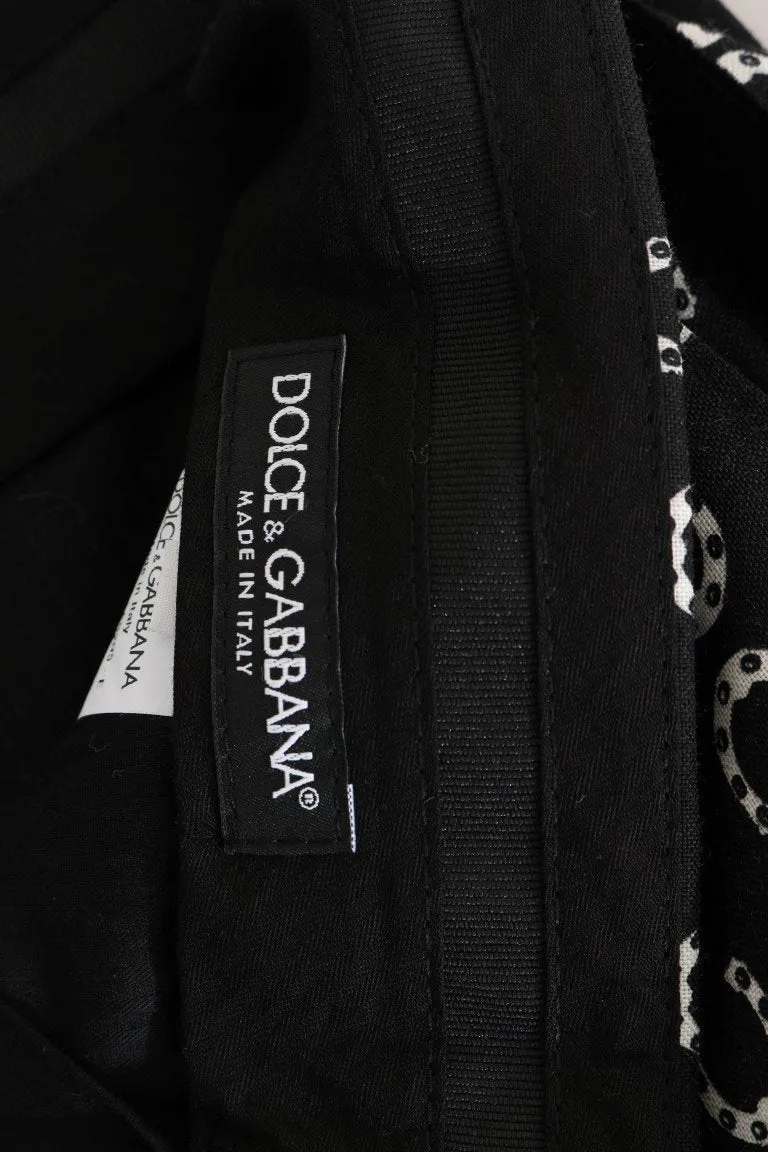 Black Wool Horseshoe Print Pants