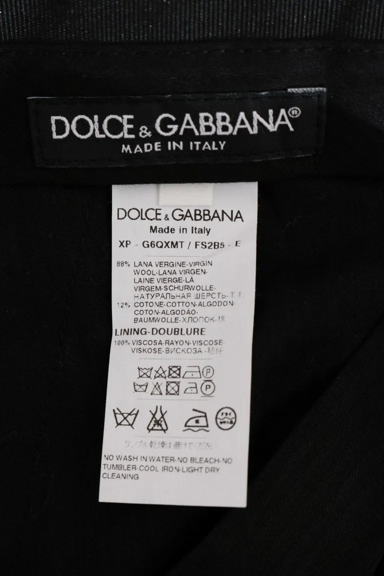 Black Wool Horseshoe Print Pants