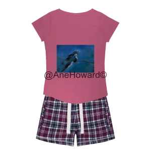 Blue Bird Women's Sleepy Cotton Tee and Flannel Short