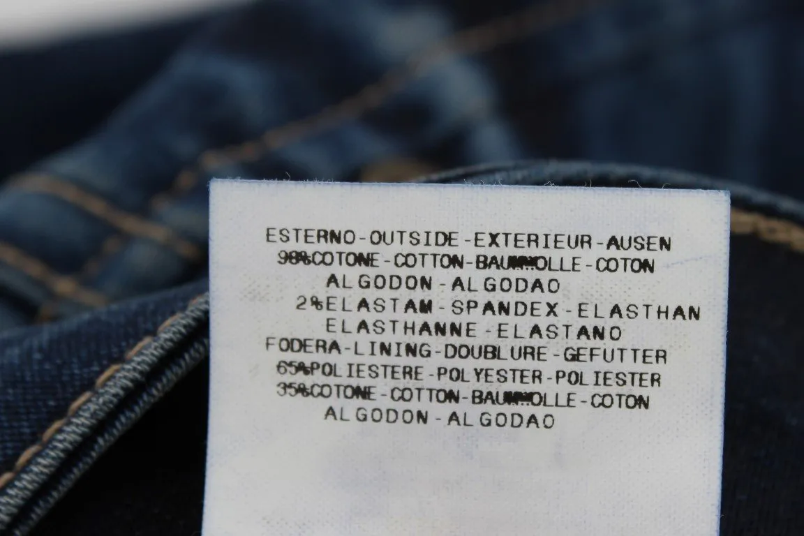 Blue Cotton Blend Slim Fit Stretch Jeans