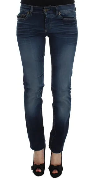 Blue Cotton Blend Slim Fit Stretch Jeans