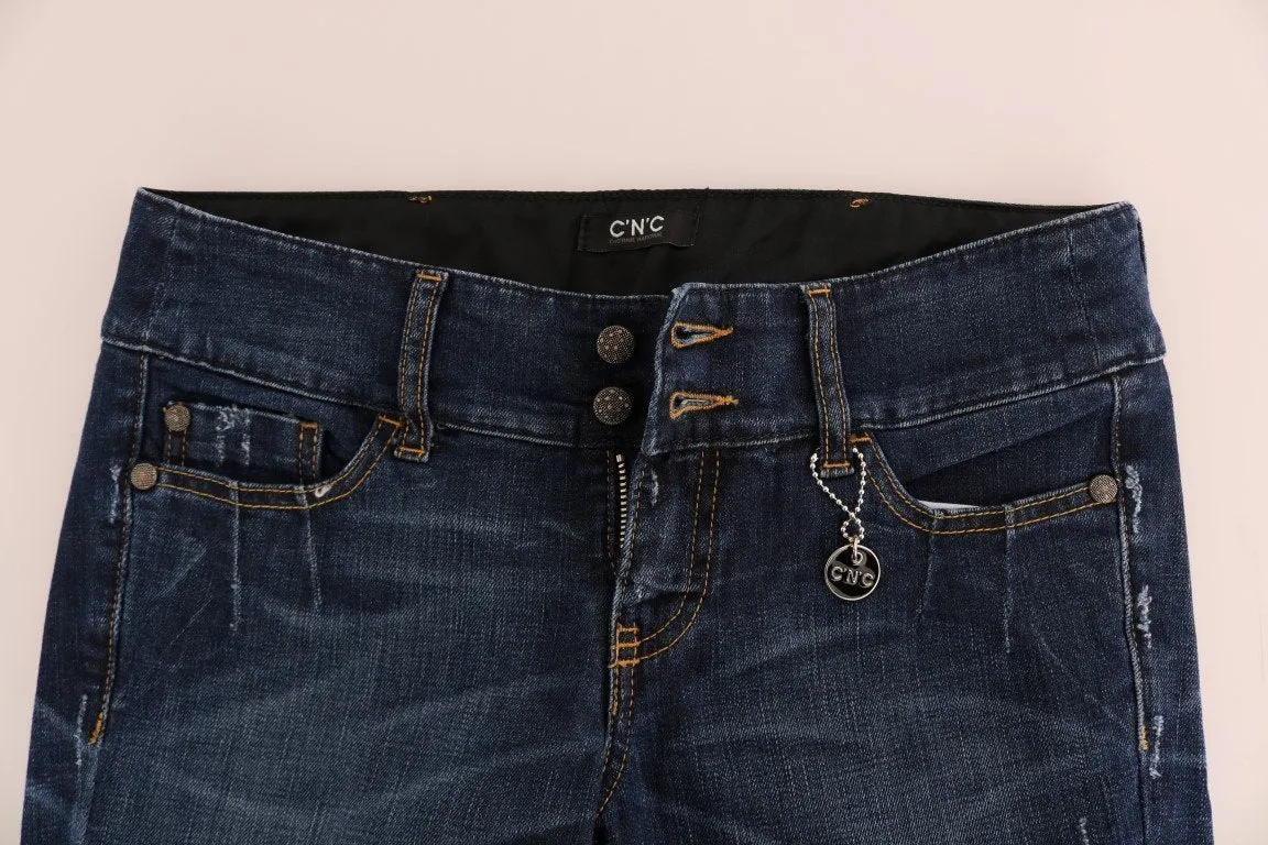 Blue Cotton Slim Fit Stretch Denim Jeans