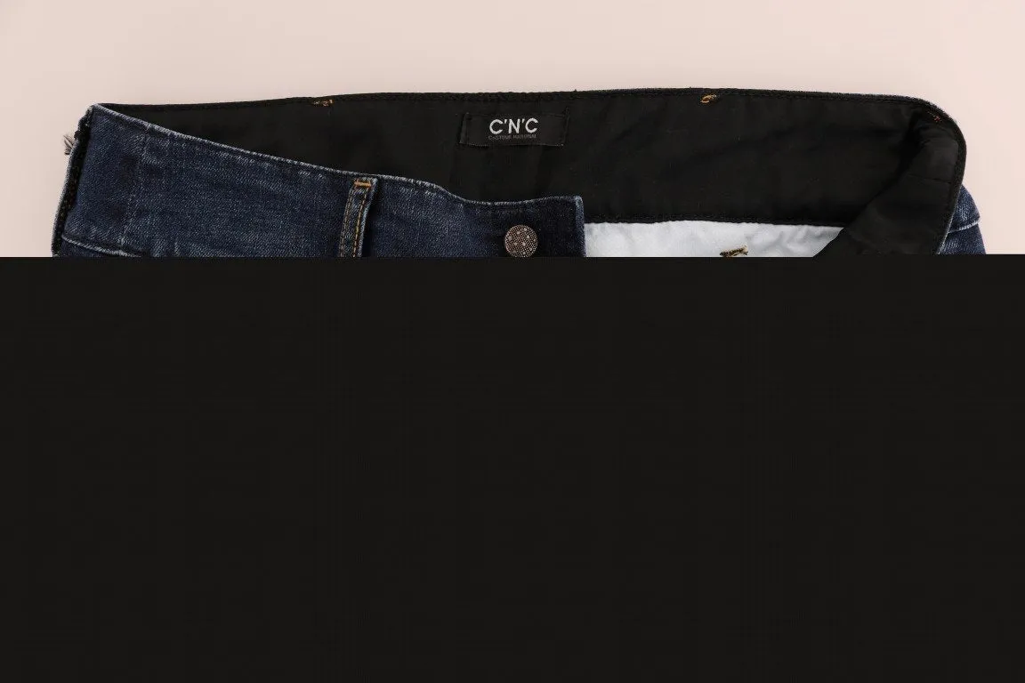 Blue Cotton Slim Fit Stretch Denim Jeans