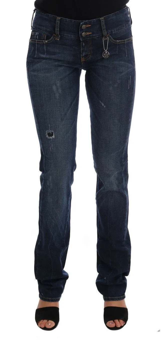 Blue Cotton Slim Fit Stretch Denim Jeans