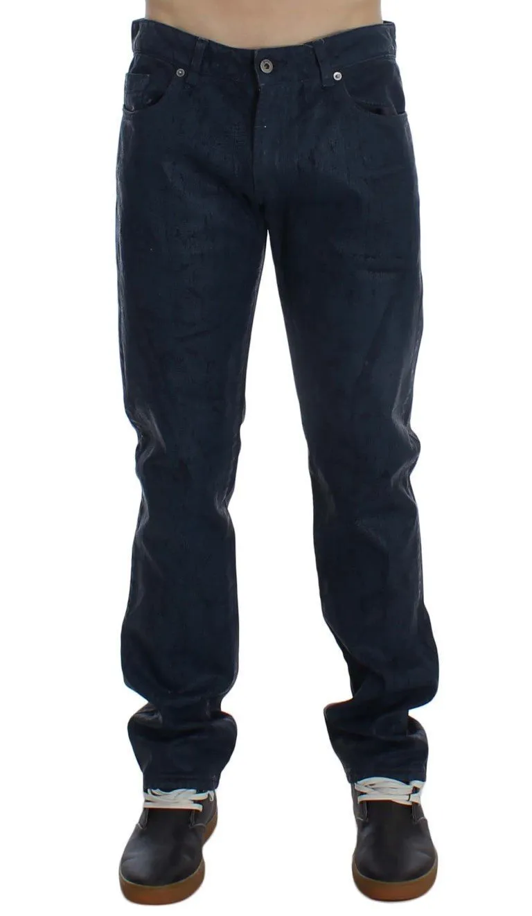 Blue Stretch Cotton Slim Fit Jeans