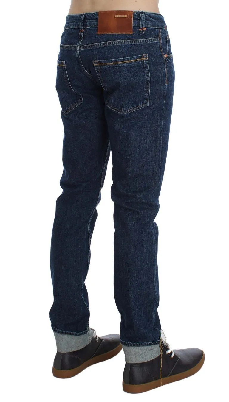 Blue Wash Cotton Stretch Slim Fit Jeans