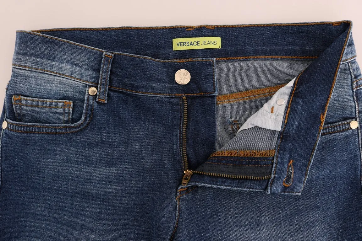 Blue Wash Cotton Stretch Slim Fit Jeans