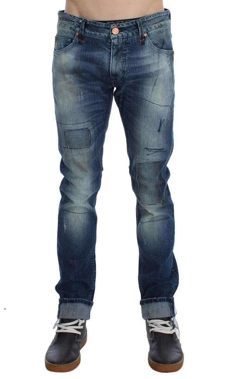 Blue Wash Cotton Stretch Slim Skinny Fit Jeans