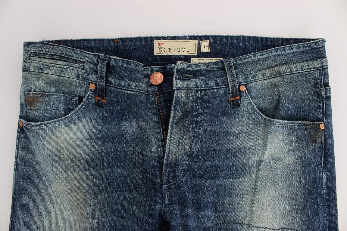 Blue Wash Cotton Stretch Slim Skinny Fit Jeans