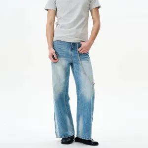 Blue Wide-Leg Denim Pants