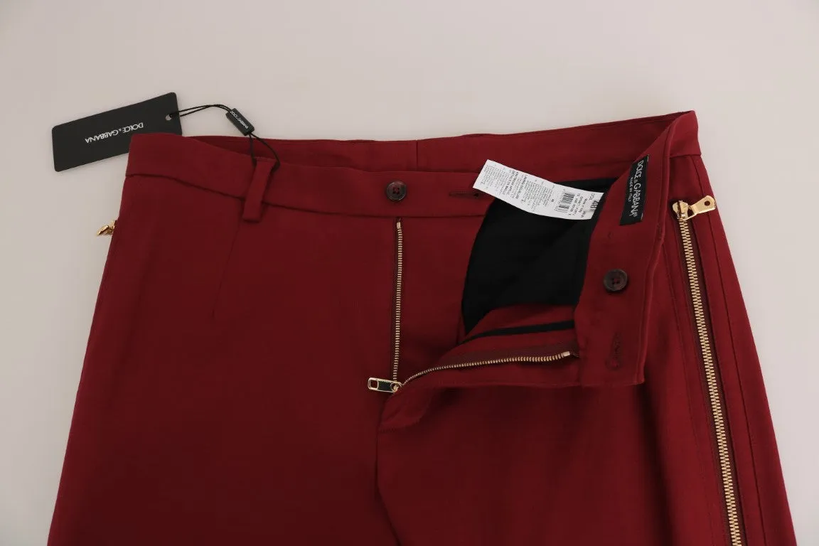 Bordeaux Wool Stretch Slim Trousers Pants