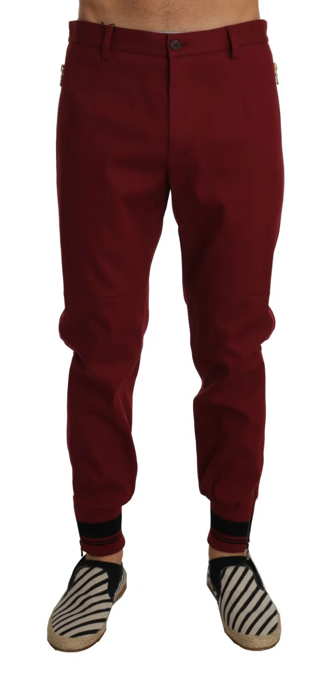 Bordeaux Wool Stretch Slim Trousers Pants