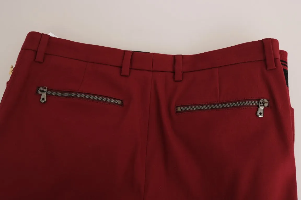 Bordeaux Wool Stretch Slim Trousers Pants