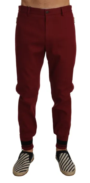 Bordeaux Wool Stretch Slim Trousers Pants