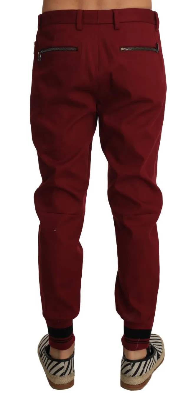 Bordeaux Wool Stretch Slim Trousers Pants