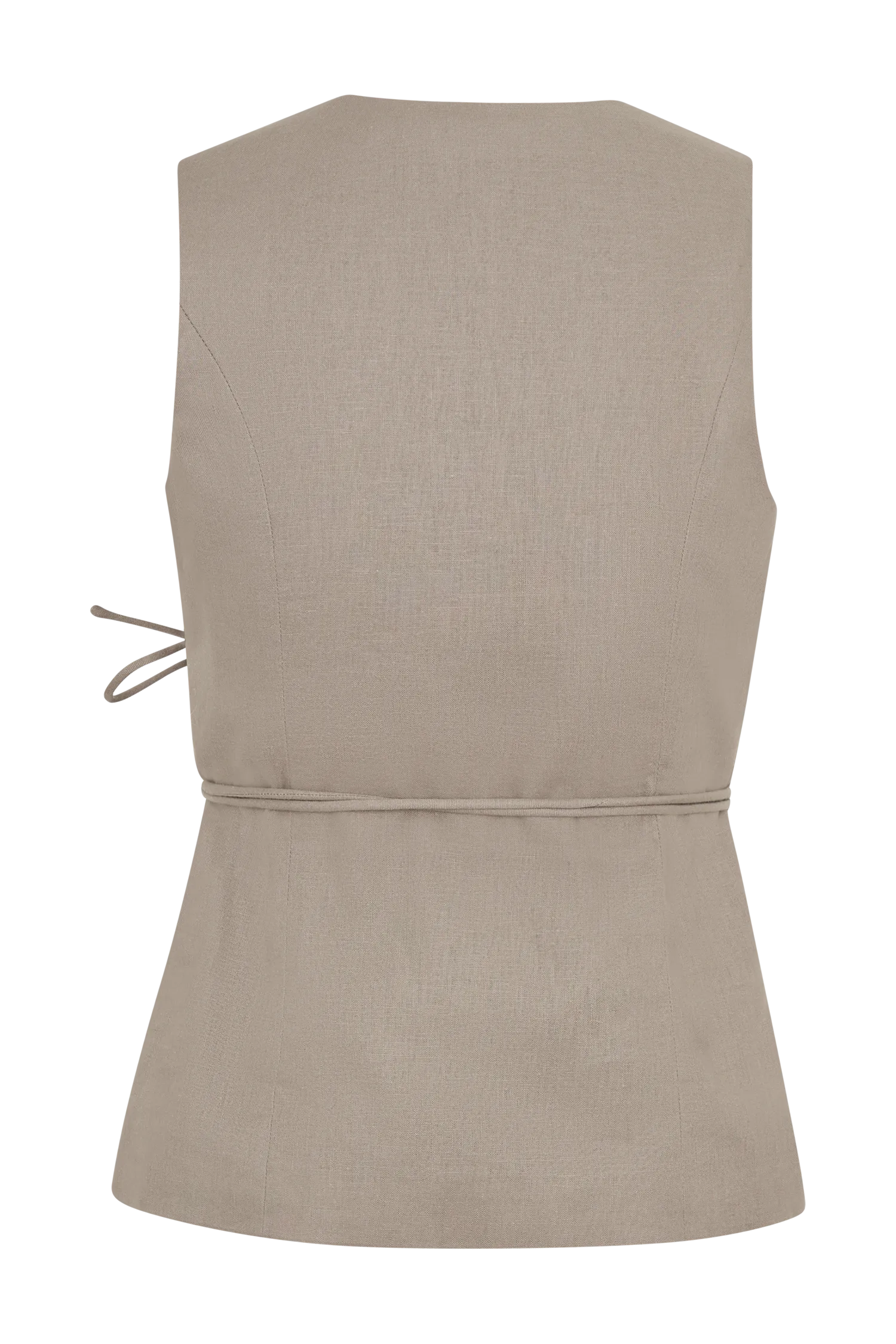 Brandi Linen Sleeveless Wrap Top - Pebble