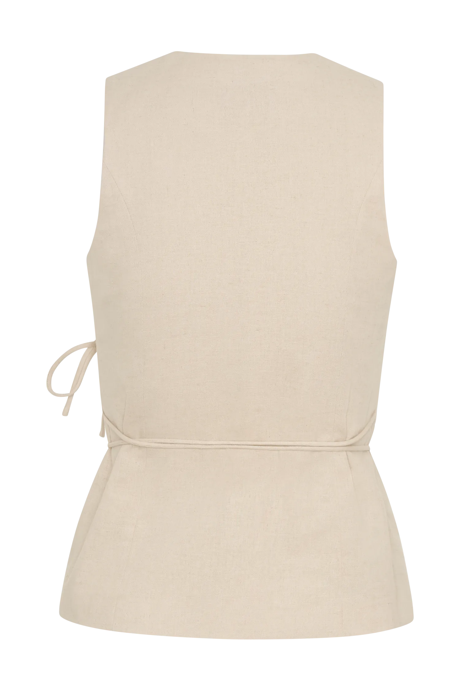Brandi Linen Sleeveless Wrap Top - Wheat Marle