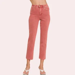 Cabernet high waist cropped straight leg jeans