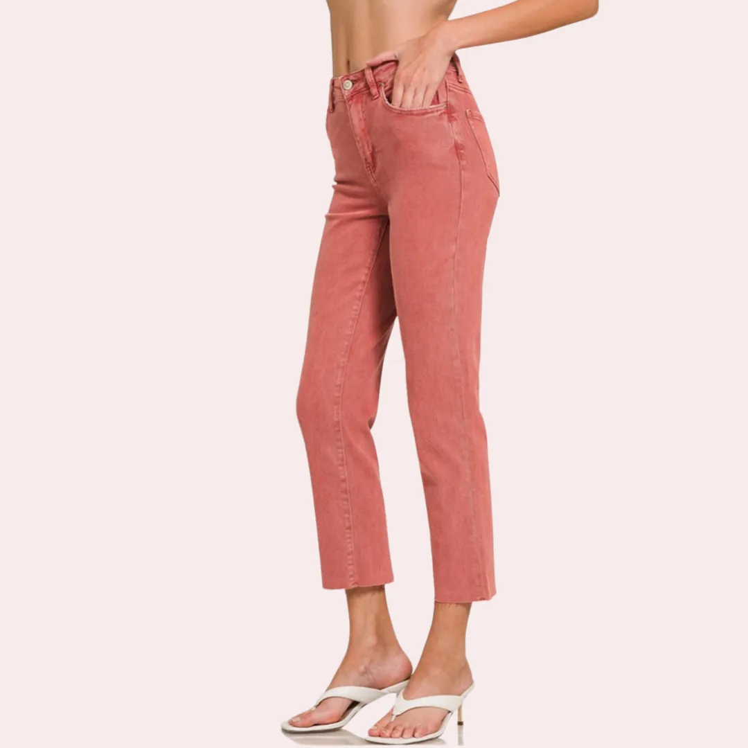Cabernet high waist cropped straight leg jeans